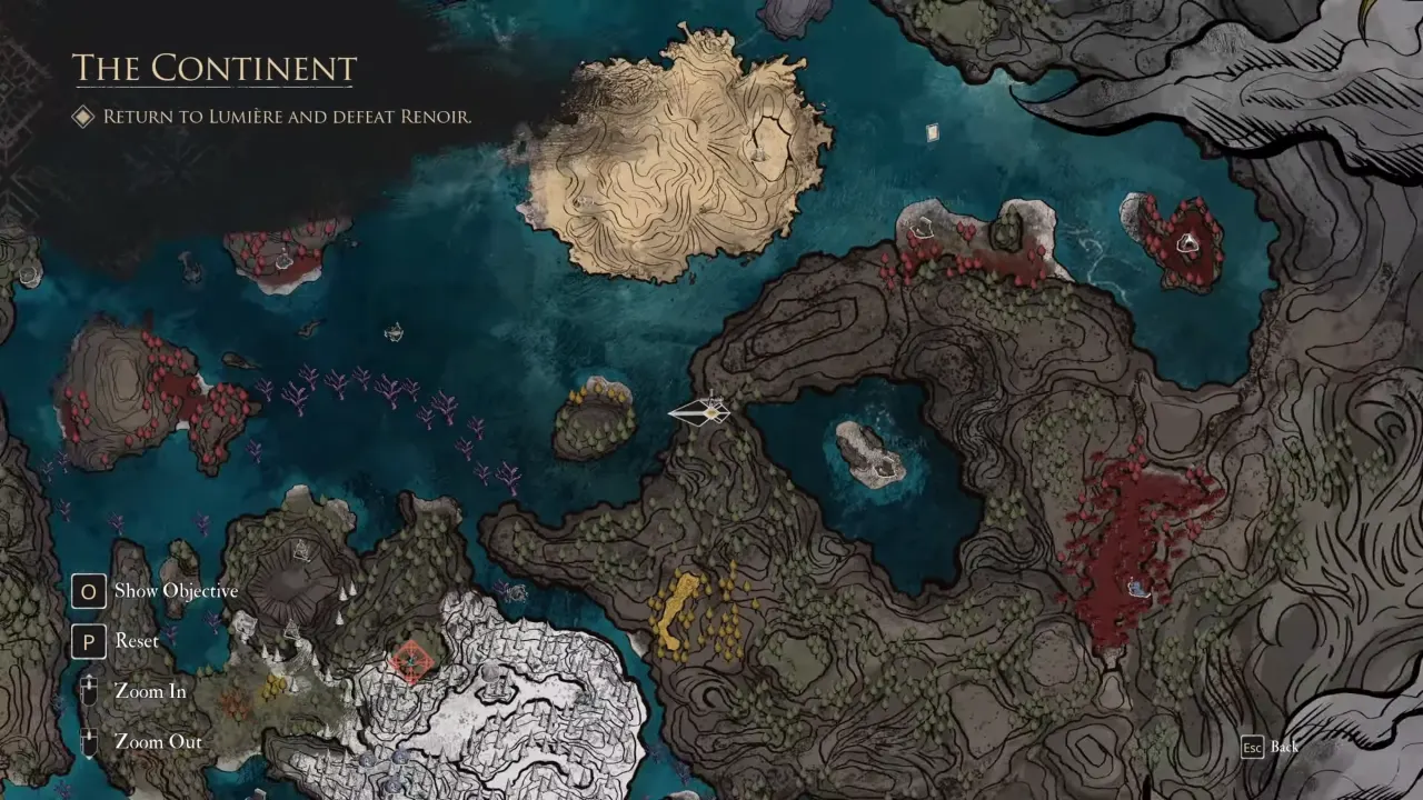 Sunless Cliffs location shown on Expedition 33 map.