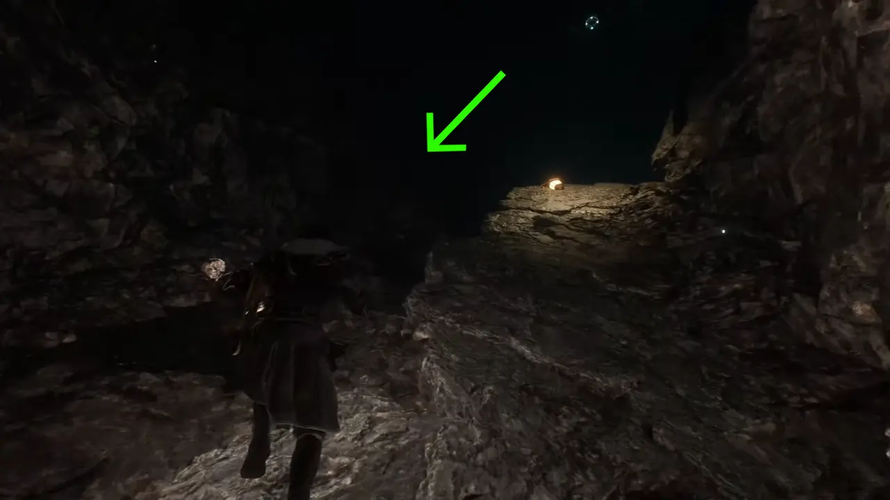 Ground path leading to boss arena in Sinister Cave