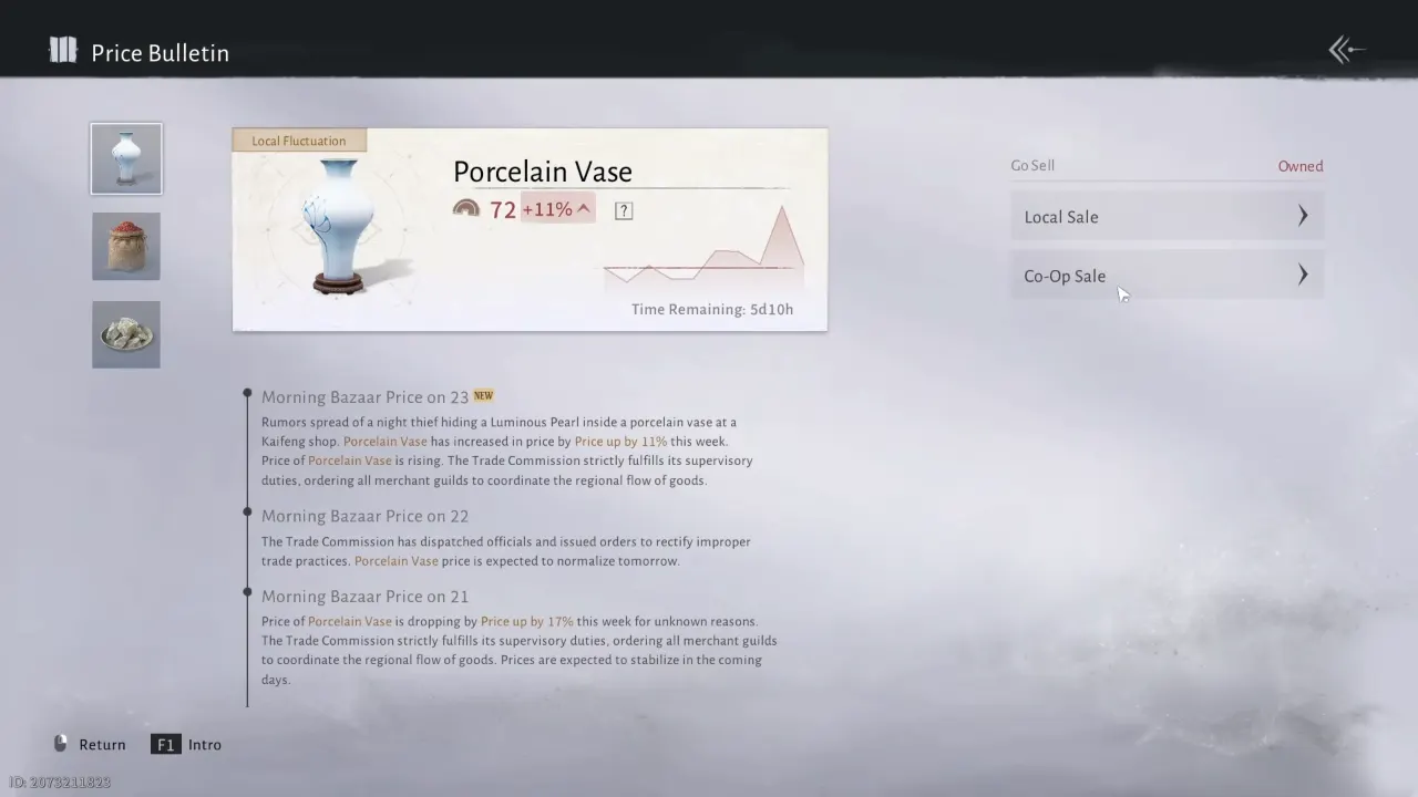 Price Fluctuation Announcement menu