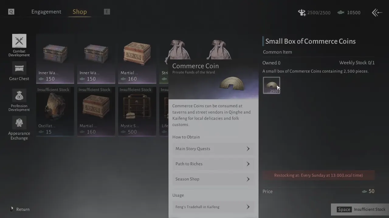 Small Box of Commerce Coins in Season Shop - Where Winds Meet