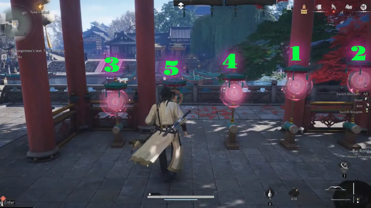 Solution to pass the Songstress's test - Where Winds Meet