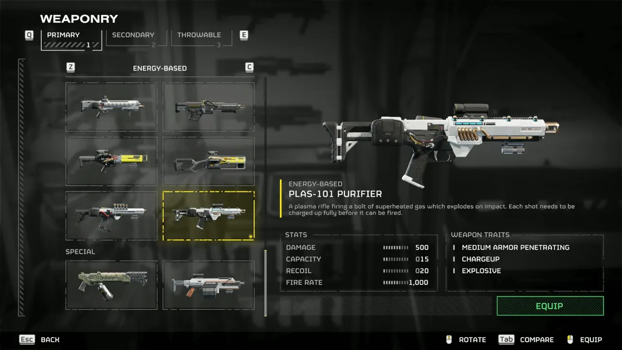 Helldivers 2 PLAS-101 Purifier Overview and Stats