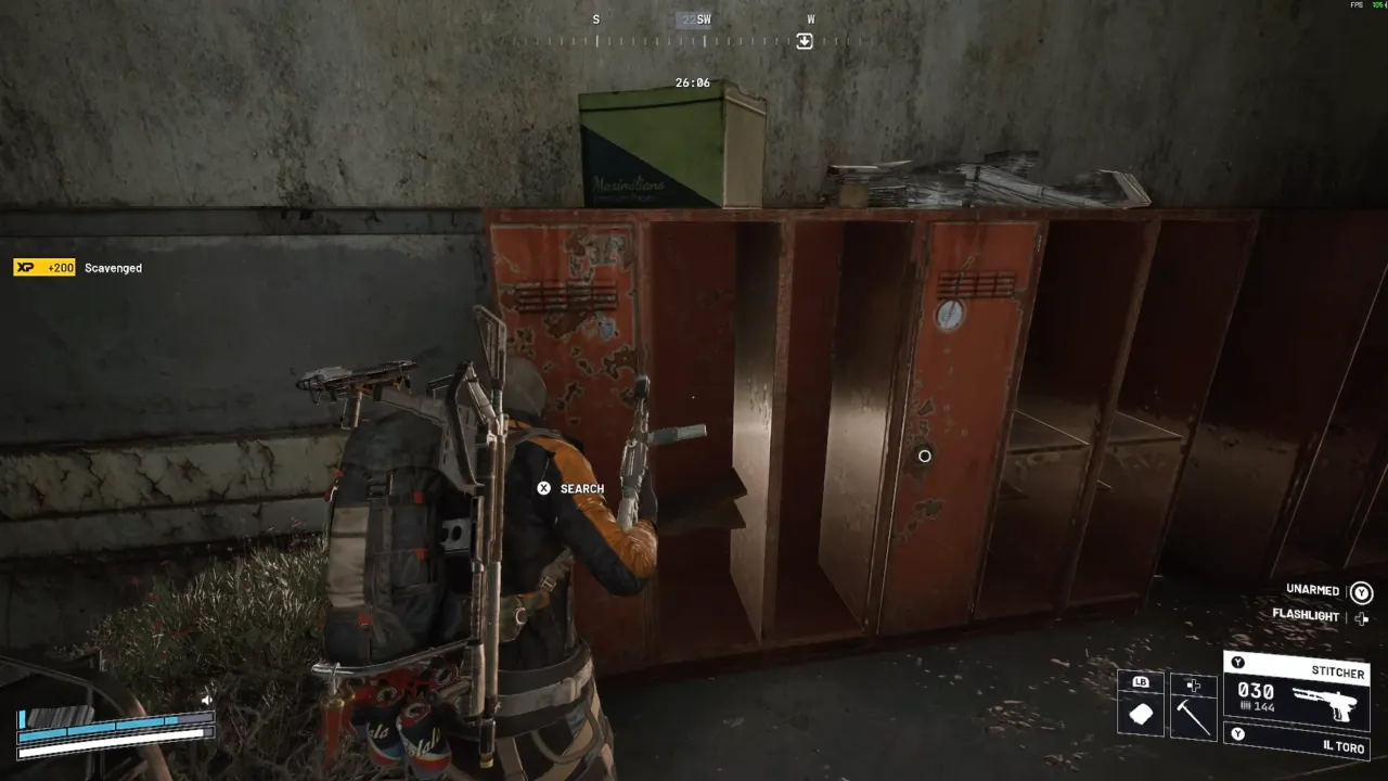 Character looting inside Control Tower's locked room on the very top.