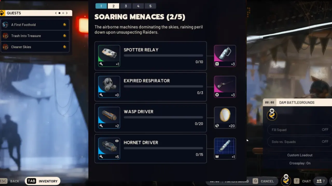 Stage 2 Soaring Menaces screen in Arc Raiders