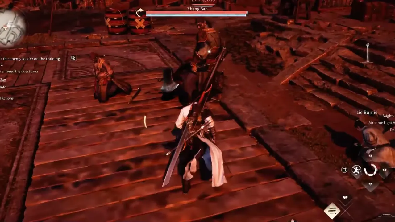 Where Winds Meet Zhang Bao boss fight scene