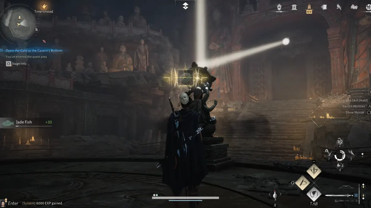 Final statue puzzle solved to open the boss arena door.