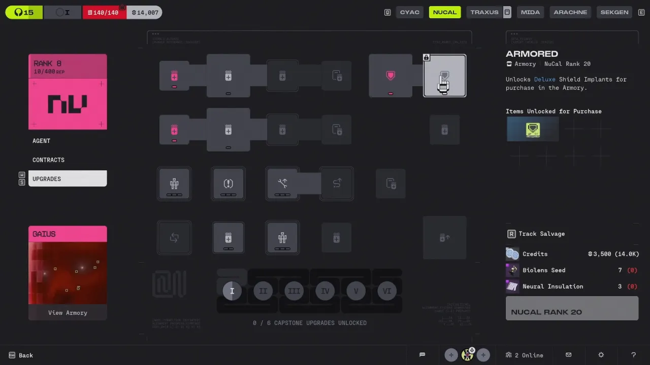 Upgrade Menu to Unlock Blue Shield in Marathon.
