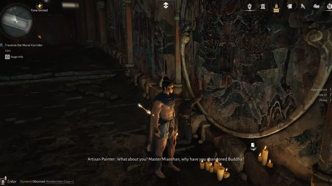 Investigating a dead NPC to examine a Handwritten Copy.