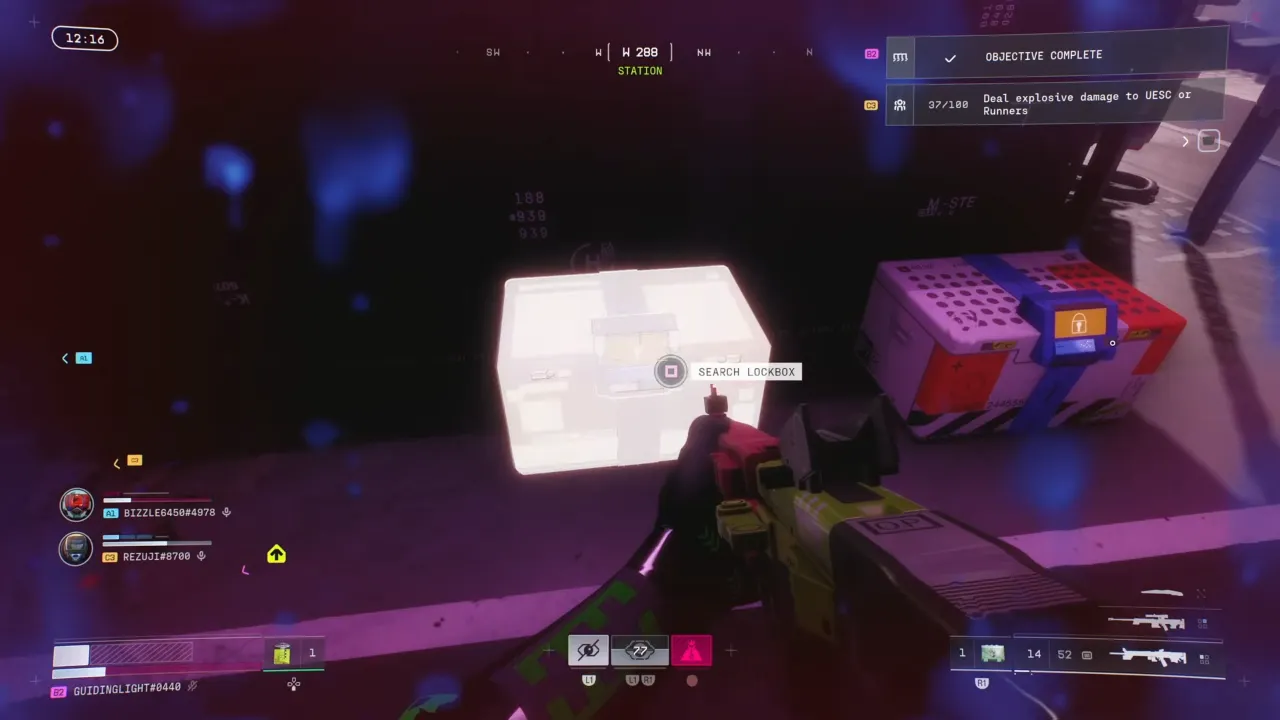 Marathon - A player using Lockbox Key to open lockbox inside room.