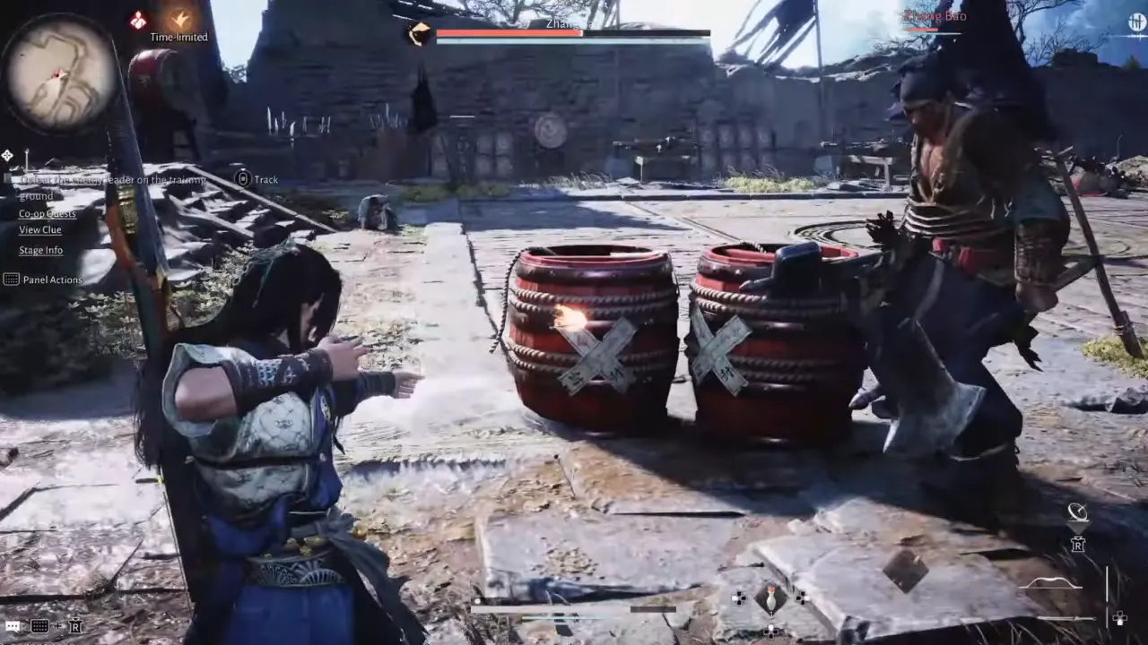 Where Winds Meet Zhang Bao Boss Fight scene