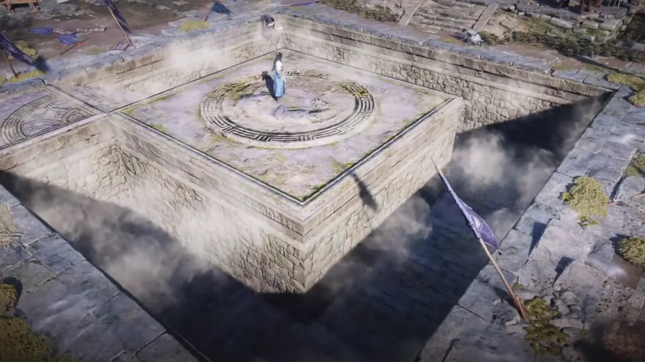 Young Hero slamed open a hidden platform leading underground.