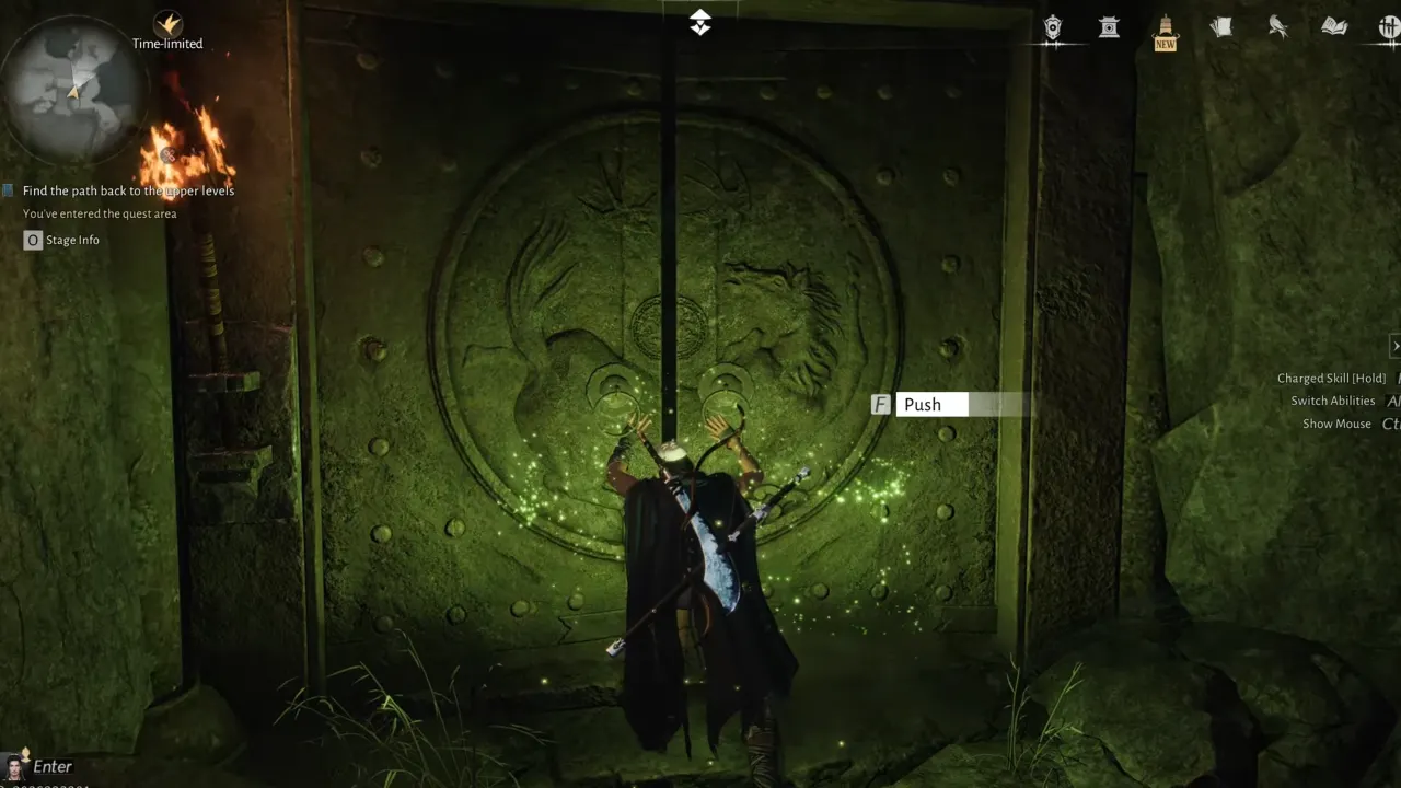 Young Hero opening the door using the Arhat Hall Key.