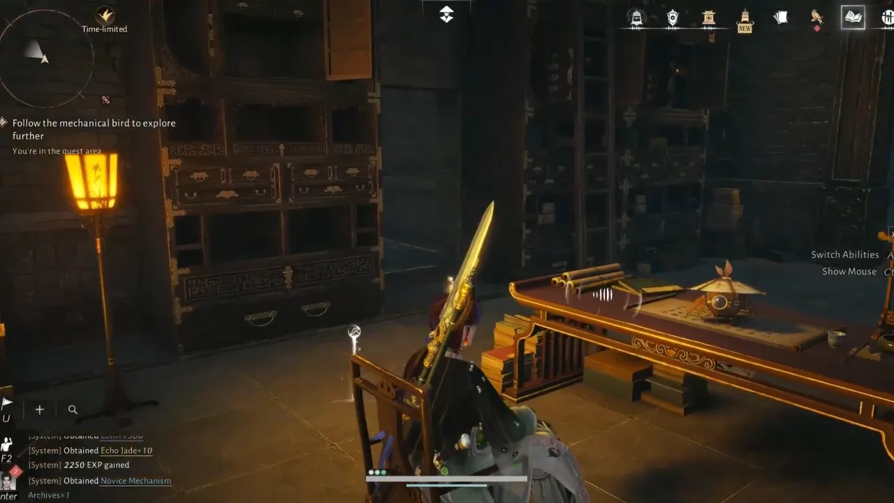 Second chair puzzle revealed passage behind bookshelf.