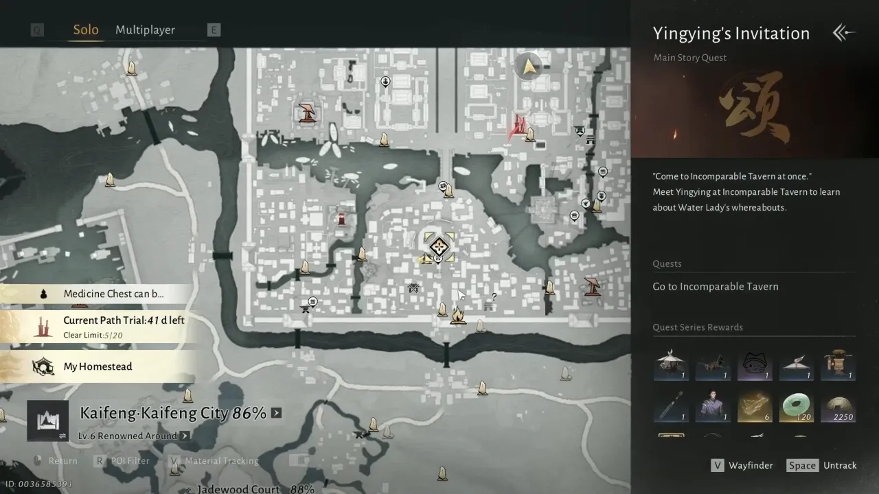 Yingying's Invitation location on the Kaifeng City map.