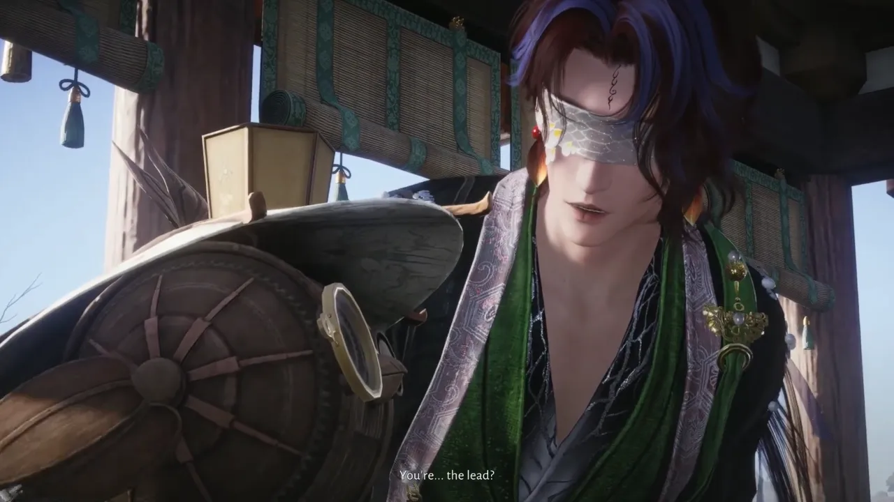 Young Hero interacting with mechanical wooden bird left by Yingying.