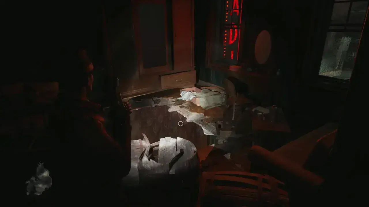 Barrels blocking the way in Apartment 6.