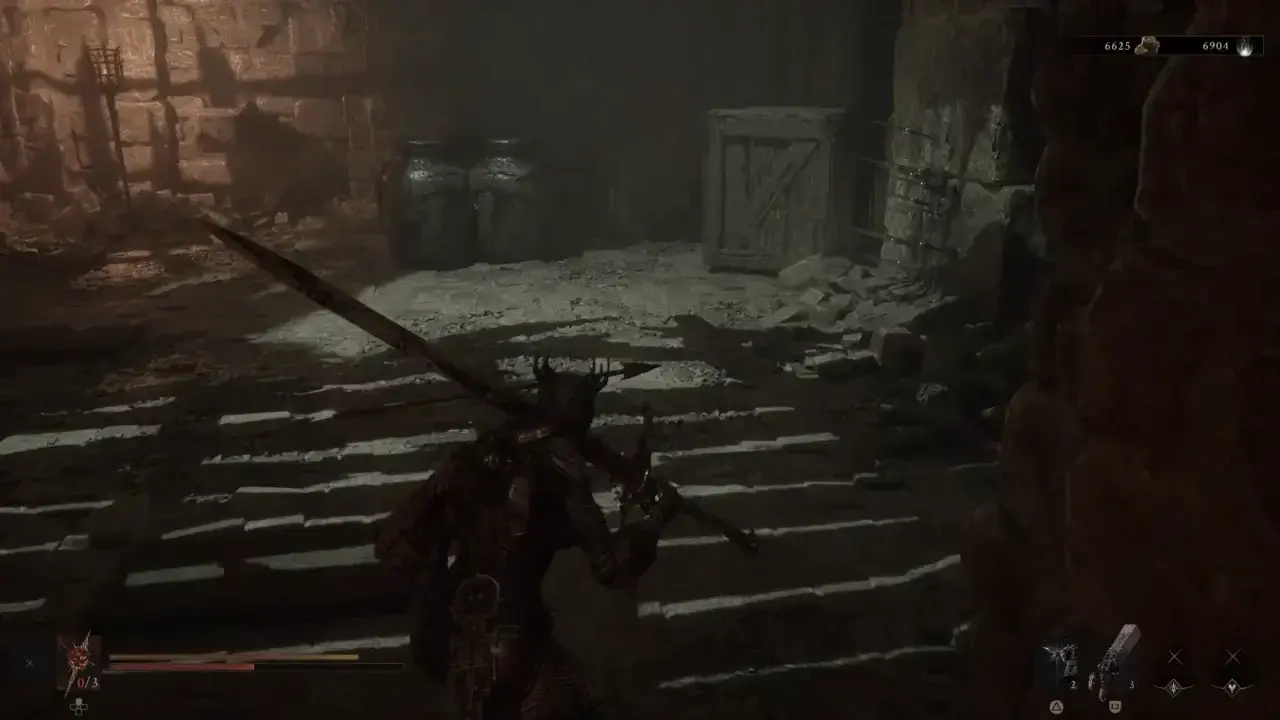 Destroy these barrels in front to clear path forward.