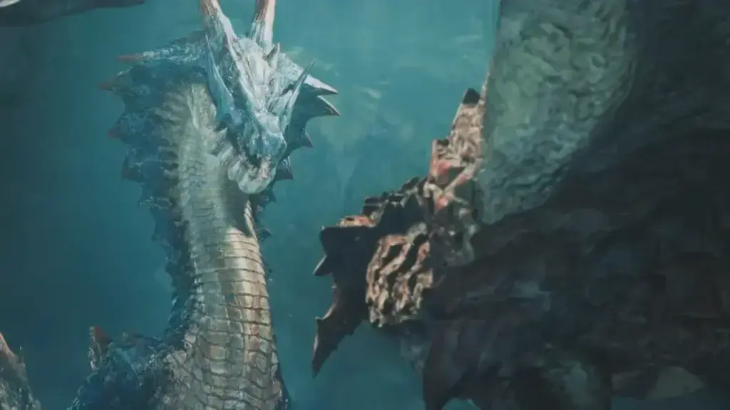 Lagiacrus in Monster Hunter Wilds during the Trembling Blue Currents quest