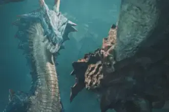 Lagiacrus in Monster Hunter Wilds during the Trembling Blue Currents quest