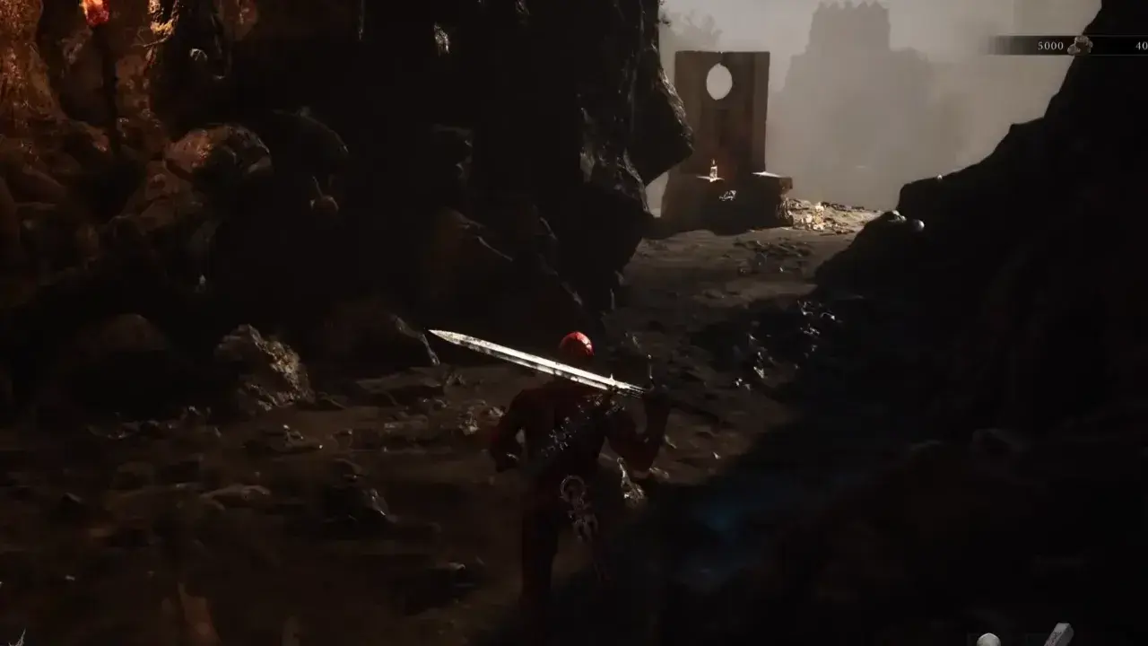 Character walking through Marrow Keep in Mortal Shell 2.