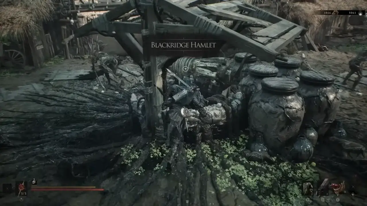 Interact with well in Blackridge Hamlet to get into Holding Cells dungeon.
