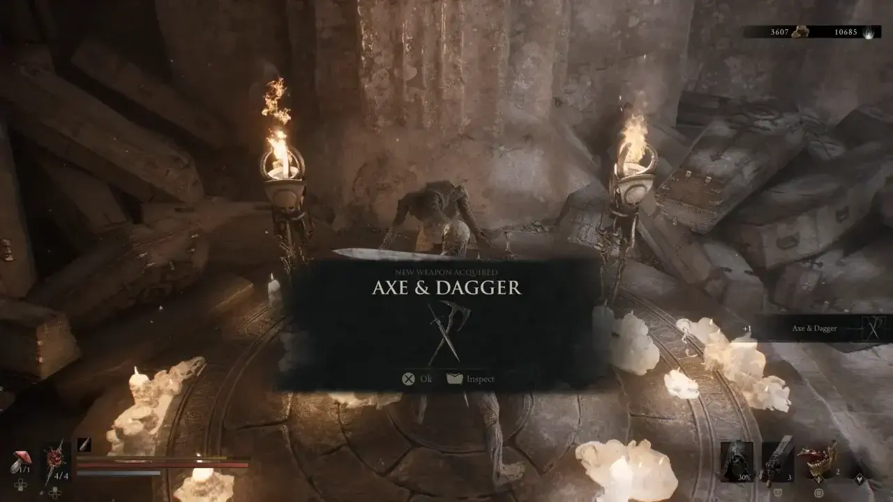 Mortal Shell 2 Axe and Dagger weapon room in Shrine of Trials.