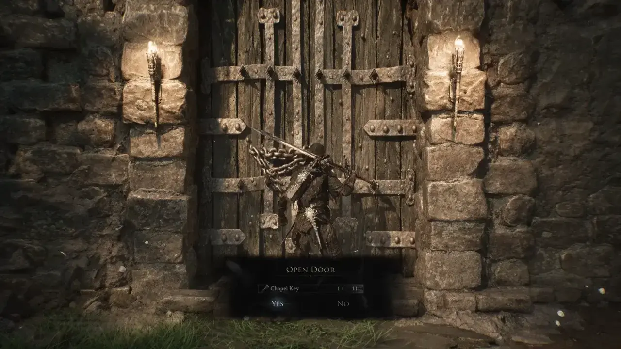 Opening the Chapel door with Chapel key.