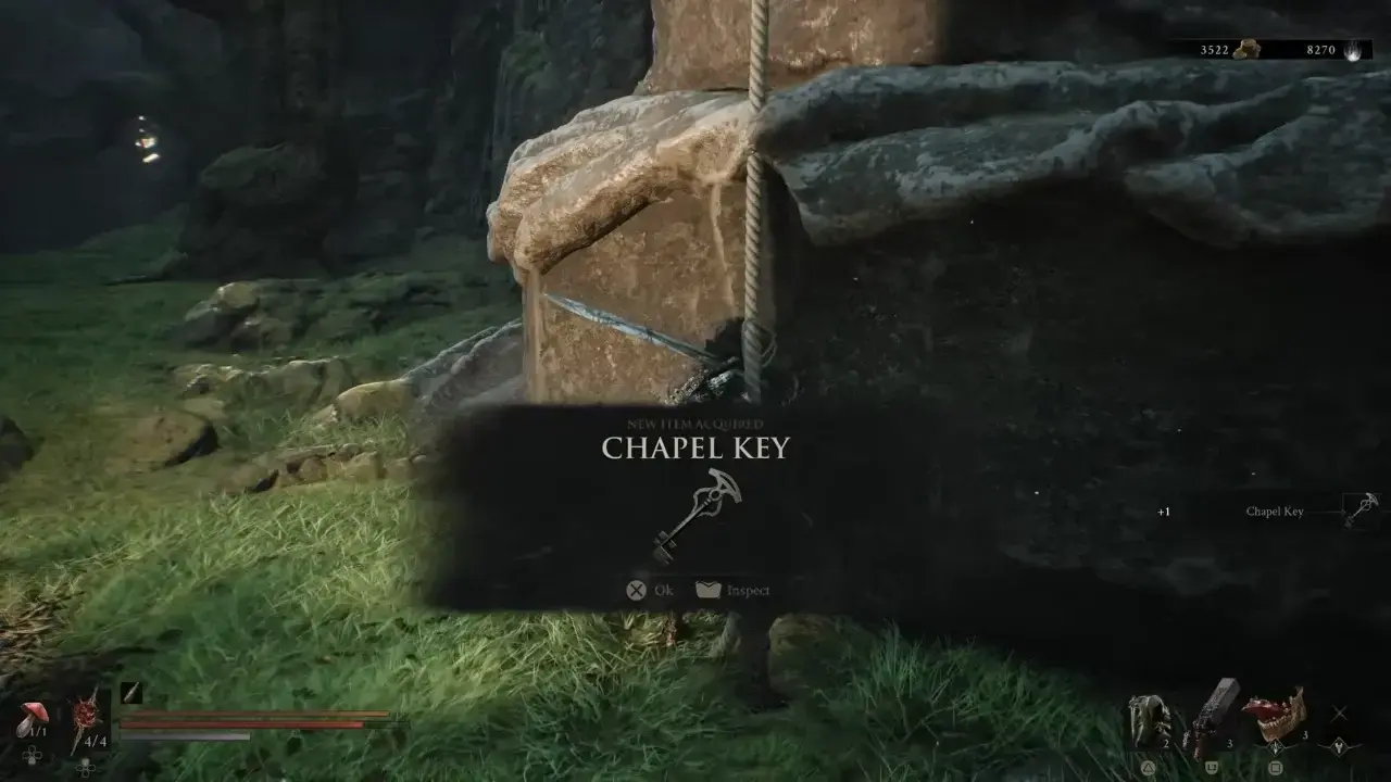 Picked the Chapel Key from the revealed statue.
