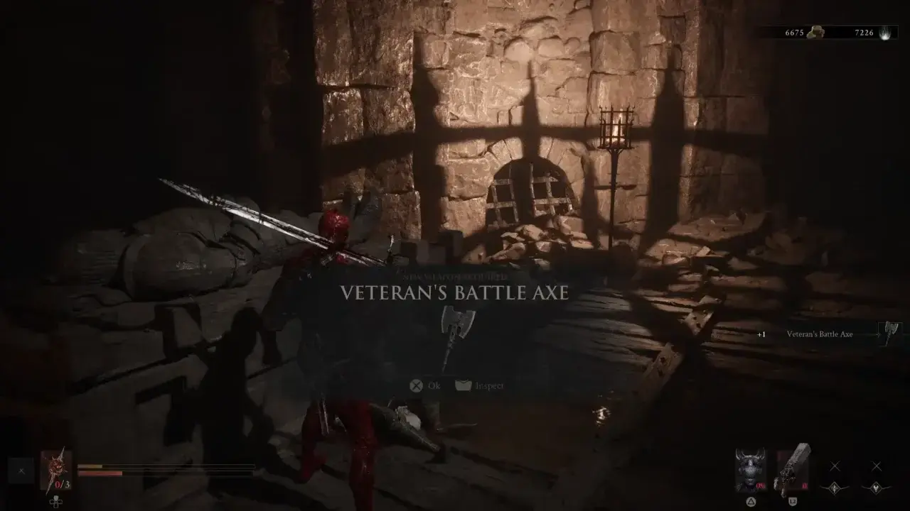 Picked the Veteran's Battle Axe weapon in King's Crypt in Mortal Shell 2.