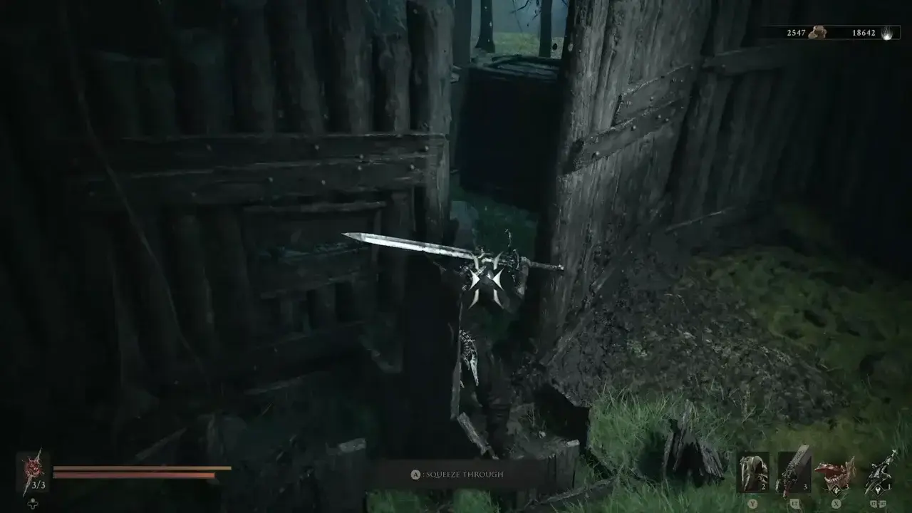Squeeze through this slightly opened gate space.