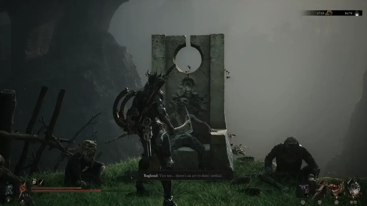Talking to Baghead during initial encounter.