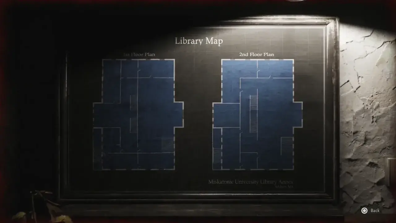 The Sinking City 2 Library Map on the wall.