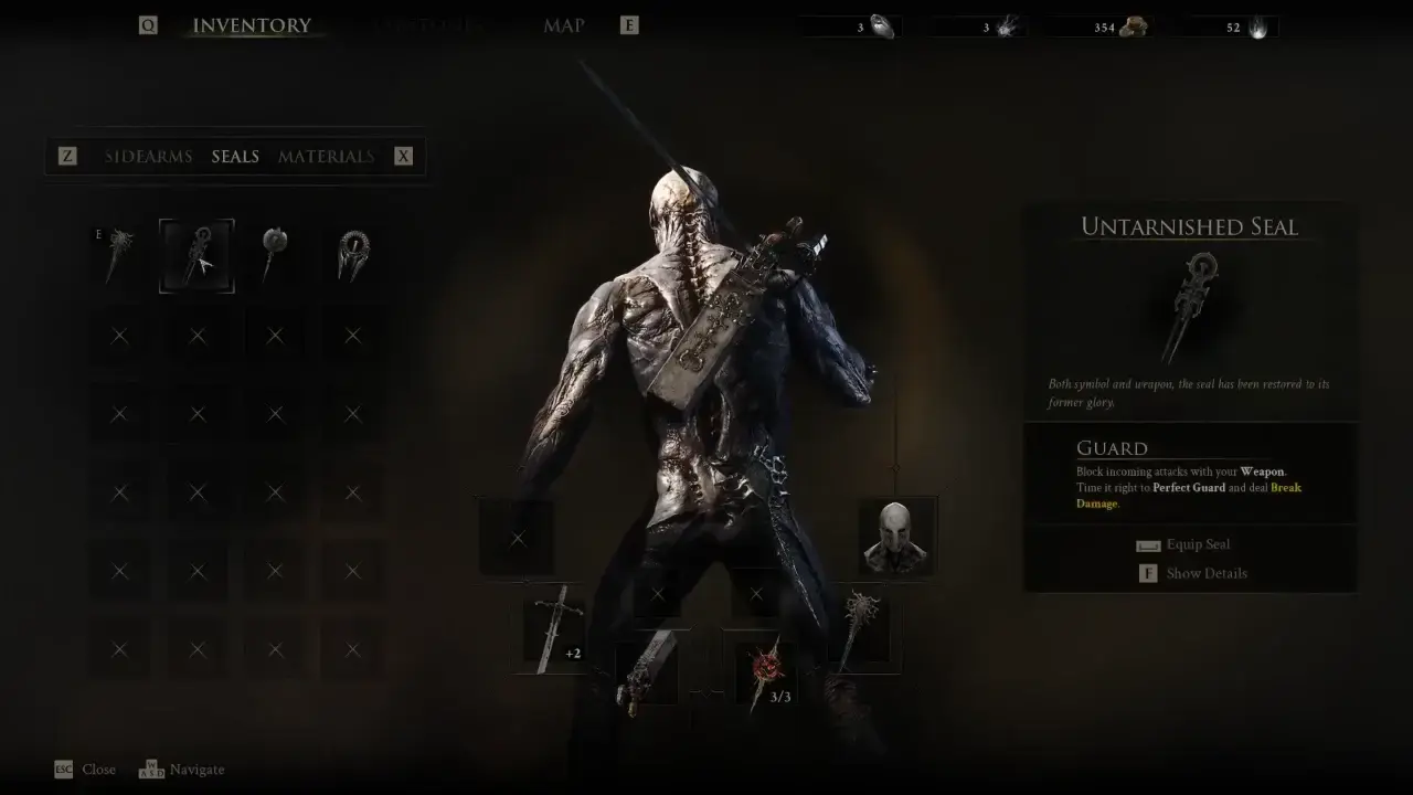 Mortal Shell 2 Untarnished Seal menu