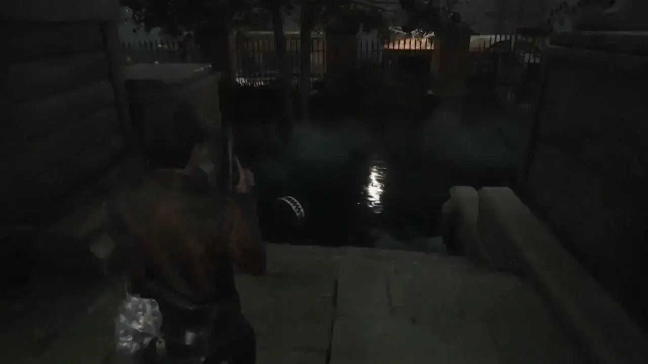 Flooded section in front.