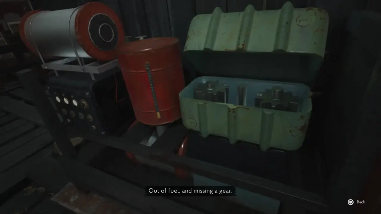 Inspecting generator at the whale dock.