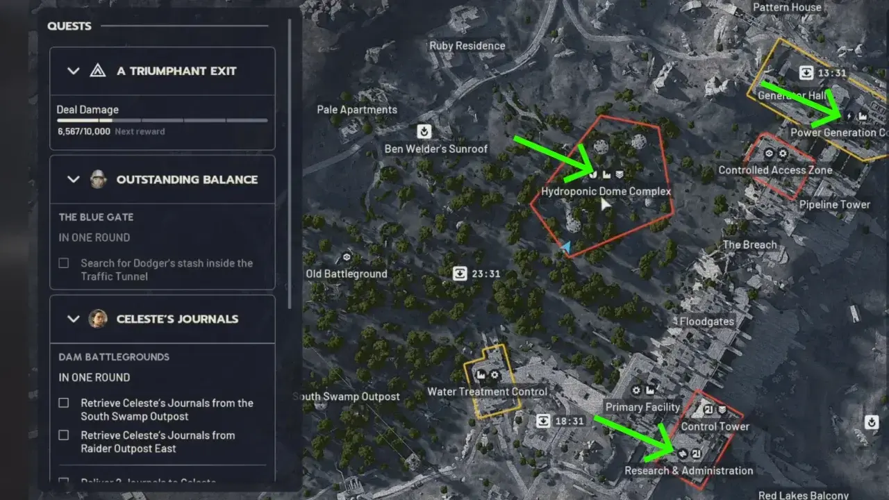 Dam Battlegrounds Broken Guidance System map locations in ARC Raiders