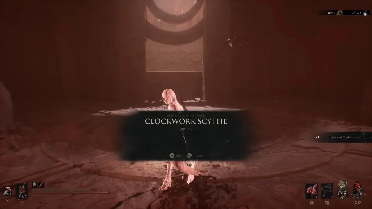 Clockwork Scythe obtained after defeating Sariel in Mortal Shell 2