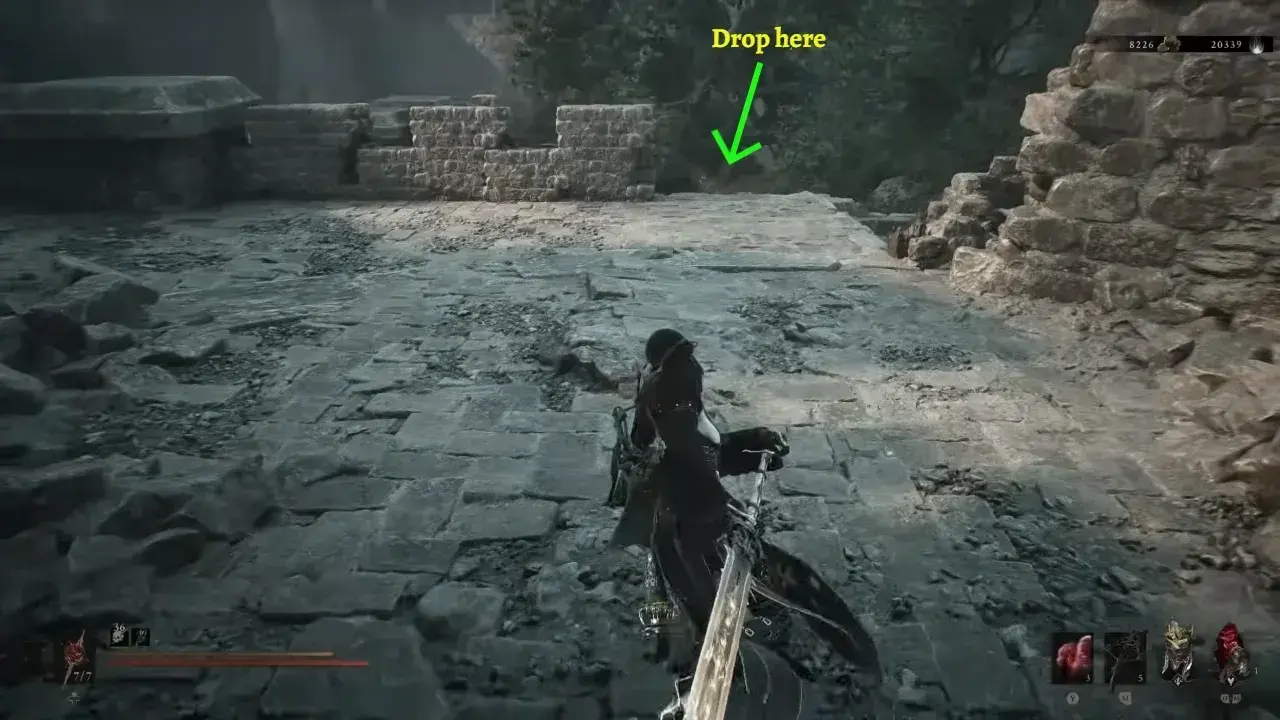 Drop down from this edge from Castigator's Keep Beacon.