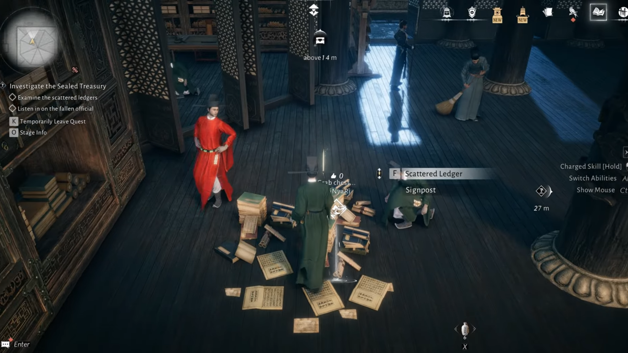 Examine spread books and ledger