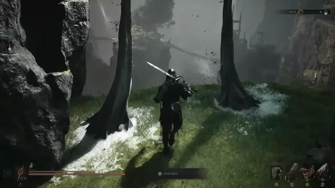 Jump to the other side from this jump pad on the Bone Gate ledge