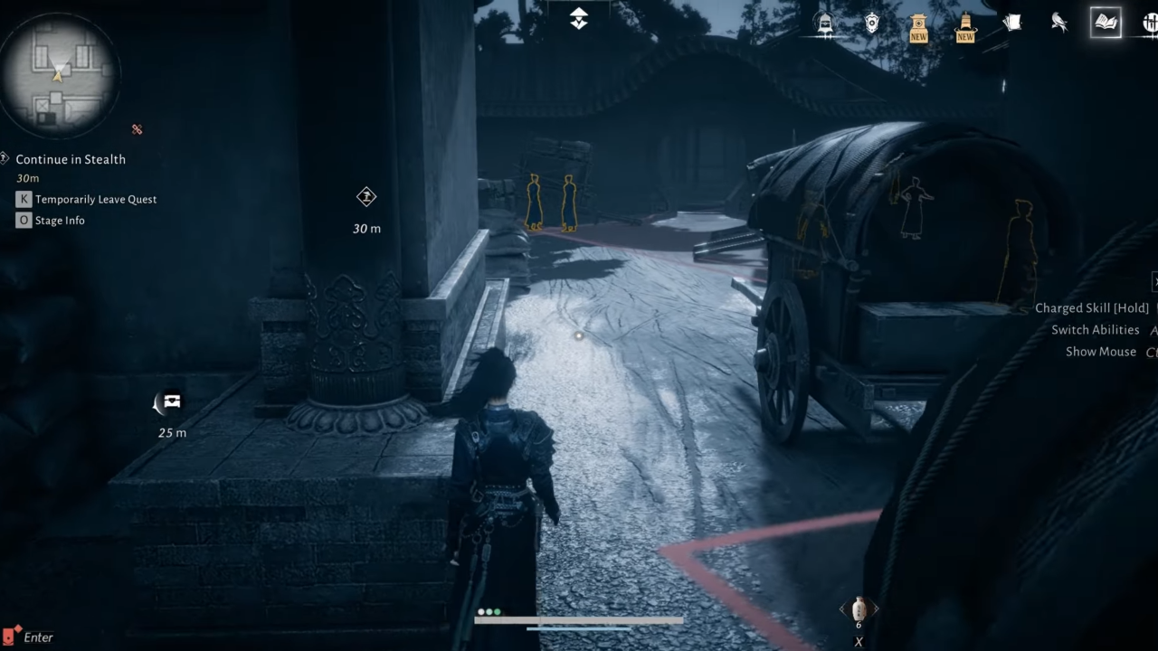 Move in stealth behind supply carts