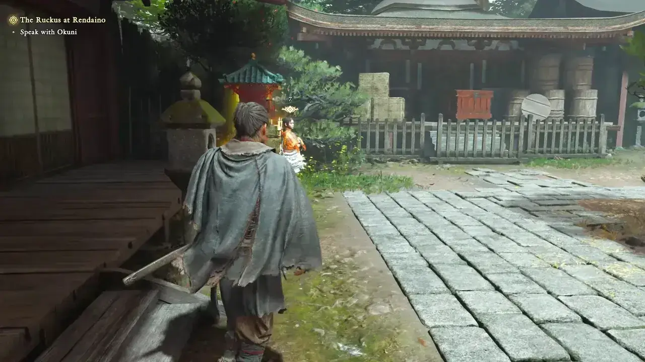 Onimusha Way Of The Sword The Ruckus at Rendaino - Find Okuni beside the Spirit Mirror.
