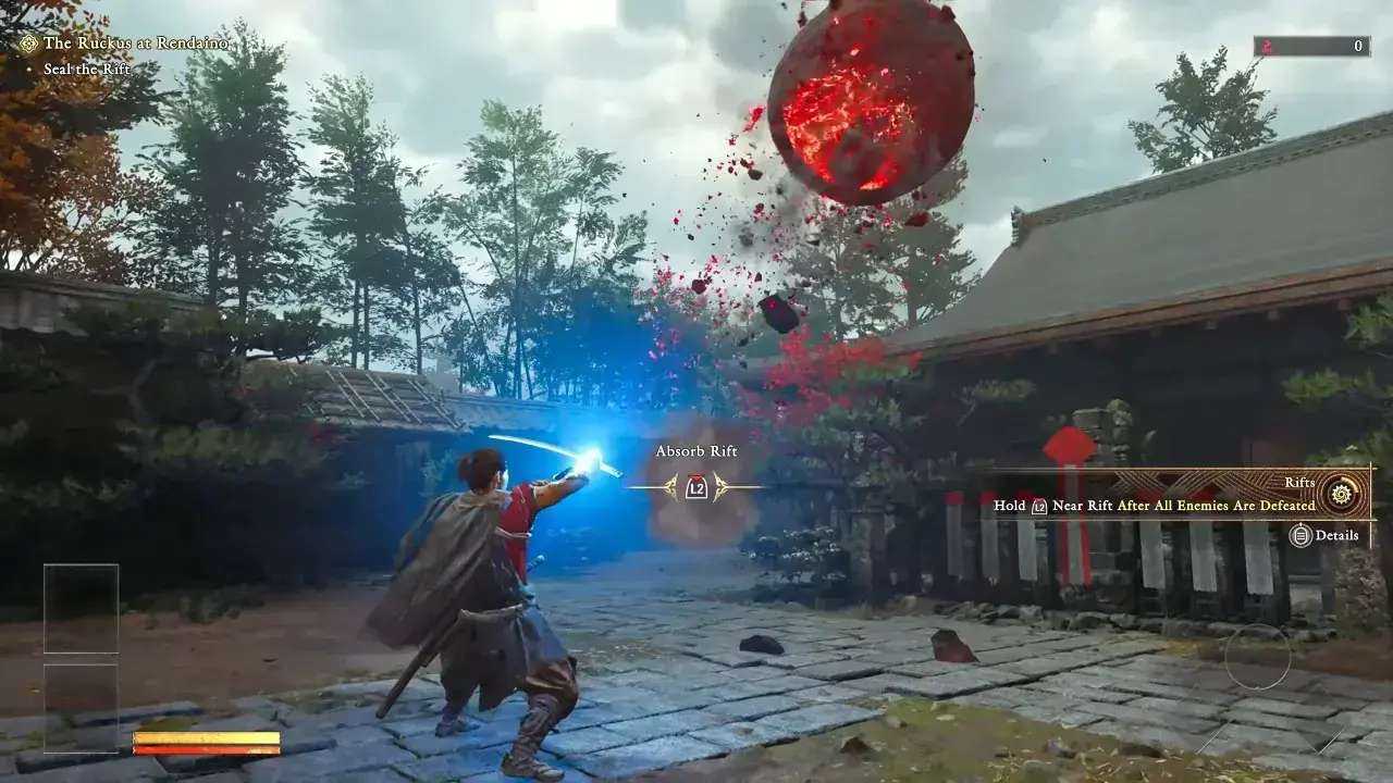 Onimusha Way Of The Sword The Ruckus at Rendaino - Musashi absorbing the Rift by Oni Gauntlet