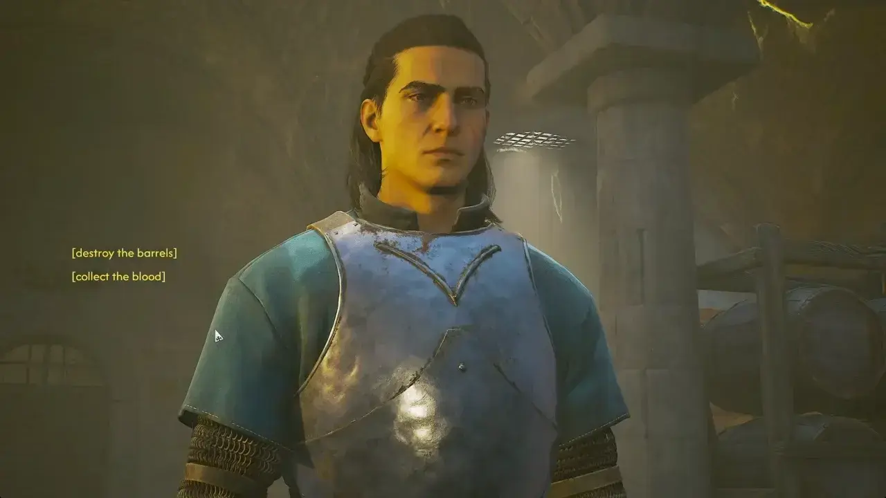 Coen choosing to destroy Ambrus blood barrels or collect the blood in The Blood of Dawnwalker