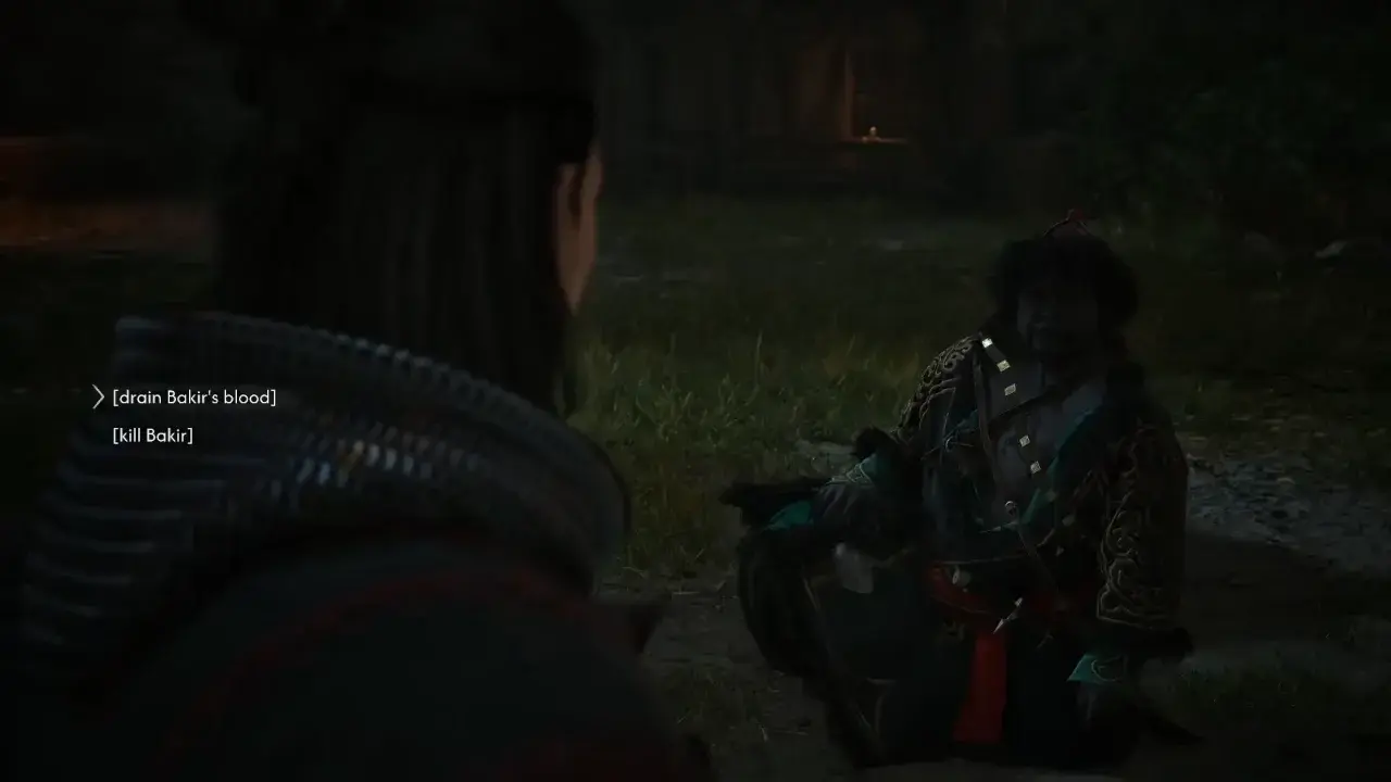 Coen choosing to drain or kill Bakir in The Blood of Dawnwalker