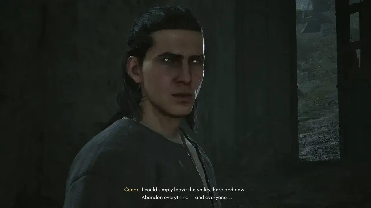 Coen standing at the Coward's Path border gate in The Blood of Dawnwalker.