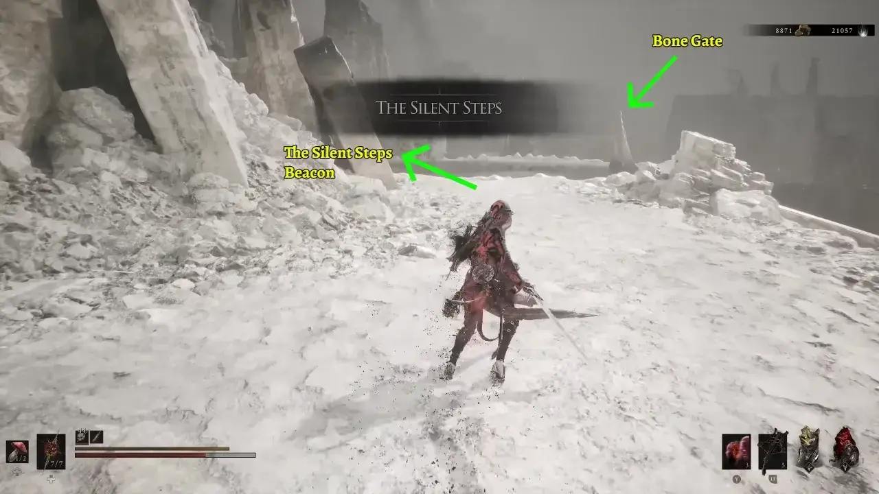 The Silent Steps Beacon and Bone Gate locations marked.