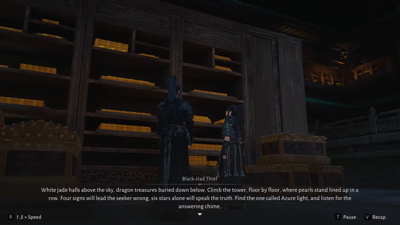 Young hero talking to black-clad thief