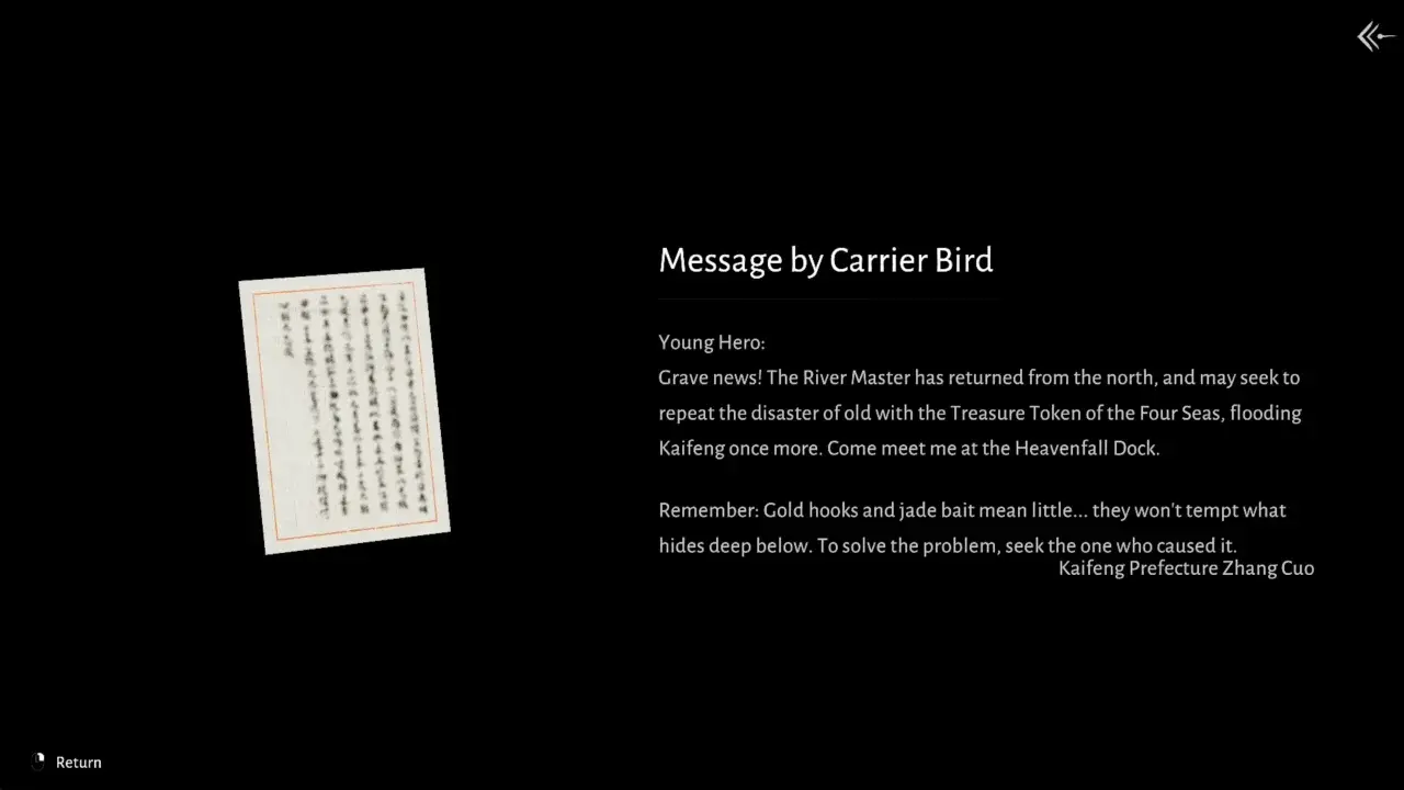 Zhang Cuo message - Where Winds Meet Heavenfall Quest Walkthrough