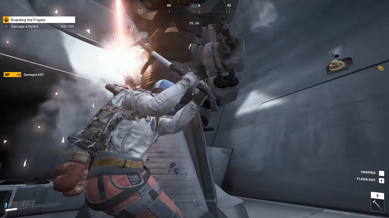 ARC Raiders Boarding the Frigate Quest - Player smashing Hydra ARC on the Frigate